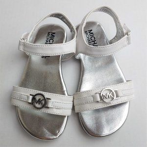Michael Kors Lil Gramm White & Silver Sandal 10